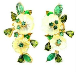 OOAK Designer MOP/Emerald/Diopside Earrings